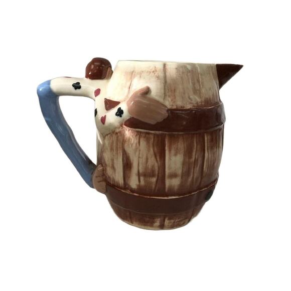 1940s Twin Winton California Pottery HILLBILLY BARREL Pitcher - Picture 3 of 10